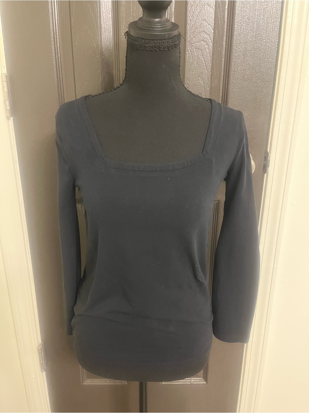 J. Crew Black Square-Neck Long Sleeve Top